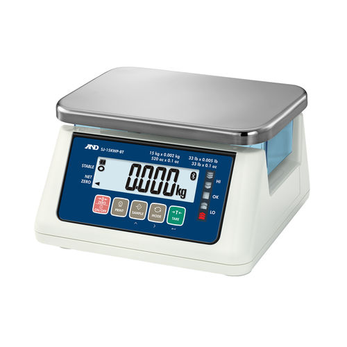 Balanza con pantalla LCD - SJ-WP-BT series - A&D COMPANY, LIMITED - IP67 / resistente al agua / benchtop