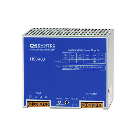Alimentación eléctrica en riel DIN - HSD04801 - Camtec Power Supplies GmbH - AC/DC / conmutada / trifásica