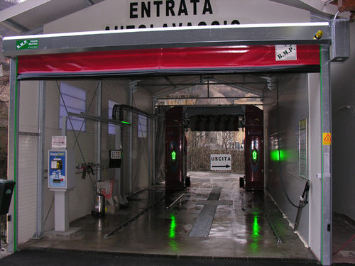 Puerta enrollable - DYNAMICROLL® WASH - B.M.P. srl - de PVC / para túnel de lavado / industrial