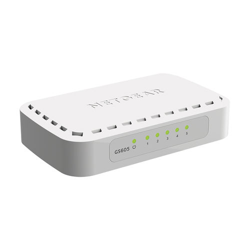 Conmutador Ethernet no administrable - GS605v5 - NETGEAR - 5 puertos / Gigabit Ethernet / de pared