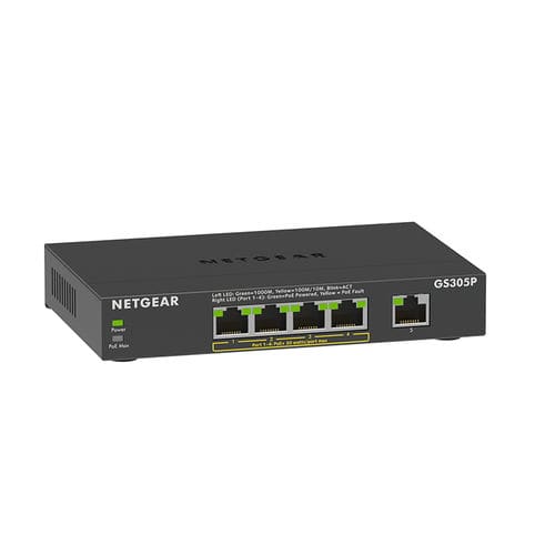 Conmutador Ethernet no administrable - GS305Pv2 - NETGEAR - 5 puertos / Gigabit Ethernet / con enlace inalámbrico