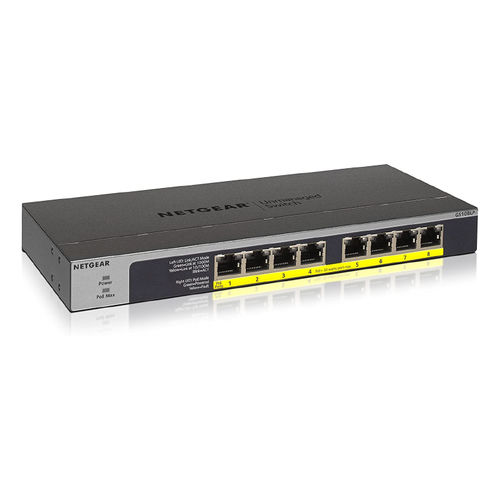 Conmutador Ethernet no administrable - GS108LP - NETGEAR - 8 puertos / Gigabit Ethernet / montado en rack