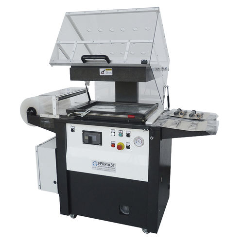 Máquina de embalaje controlada por PLC - FP 390 - Ferplast - semiautomática / con alimentación manual / de film termorretráctil