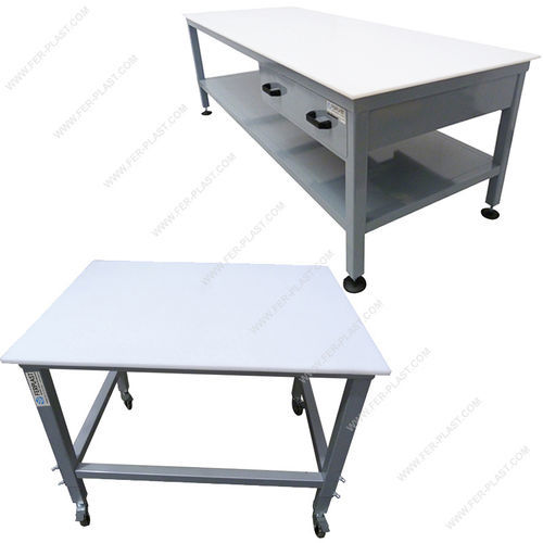 Banco de trabajo de acero inoxidable - P series - Ferplast - para ensamblaje / con cajones