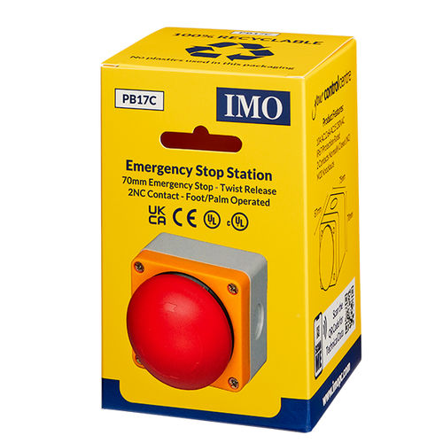 Botón pulsador de seta - PB17C - IMO Precision Controls Limited - de parada de emergencia / IP67 / de plástico