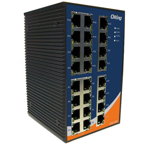 Conmutador Ethernet no administrable - IES-1240 - Oring Industrial Networking Corp. - 10/100BaseT(X) / 24 puertos / en riel DIN