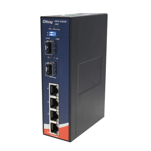 Conmutador Ethernet no administrable - IGPS-1042GP-24V - Oring Industrial Networking Corp. - 10/100BaseT(X) / 6 puertos / en riel DIN