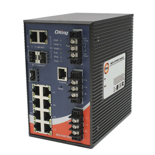 Conmutador Ethernet administrable - IES-P3073GC series - Oring Industrial Networking Corp. - 10 puertos / gigabit / en riel DIN