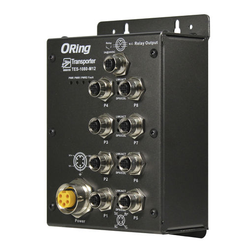 Conmutador Ethernet administrable - TES-3080-M12-BP2  - Oring Industrial Networking Corp. - 8 puertos / 10/100BaseT(X) / de pared
