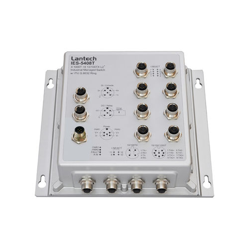Conmutador Ethernet administrable - IES-5408T series - Lantech Communications Europe GmbH - 12 puertos / gigabit / en riel DIN