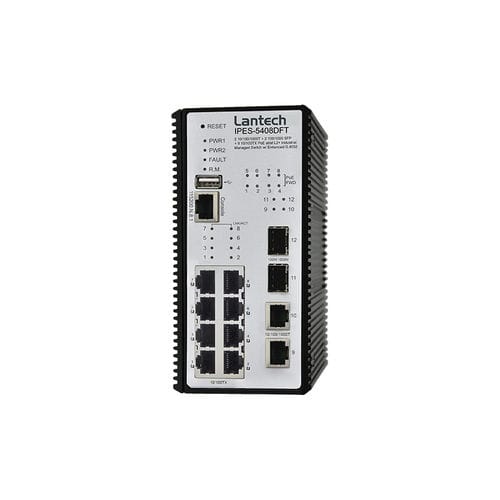 Conmutador Ethernet administrable - IPES-5408DFT-PT series - Lantech Communications Europe GmbH - 12 puertos / gigabit / en riel DIN