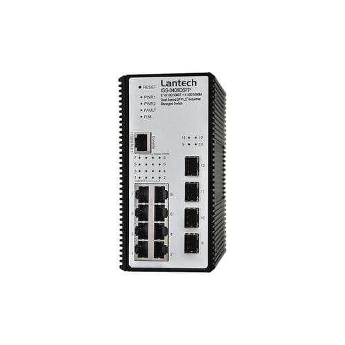 Conmutador Ethernet administrable - IGS-3408DSFP series - Lantech Communications Europe GmbH - 12 puertos / en riel DIN / de pared