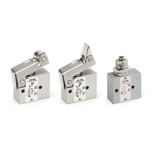 Distribuidor neumático en miniatura - 2 series - CAMOZZI AUTOMATION - de clapeta / con control mecánico / de 3/2 vías
