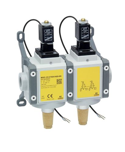 Válvula de seguridad para aire comprimido - MX SAFEMAX - CAMOZZI AUTOMATION - de aluminio / en línea / compacto