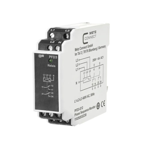 Relé de vigilancia de fases - PFD3-E12, 400 V - METZ CONNECT - AC / en riel DIN