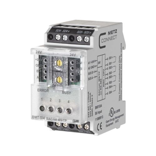 Módulo E/S digital - BMT-SI4 BACnet MS/TP - METZ CONNECT - BACnet / con 4 entradas analógicas / en riel DIN