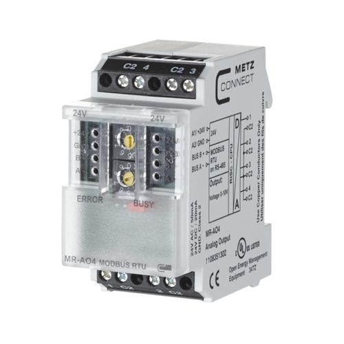 Módulo de E/S digital - MR-AO4 Modbus RTU - METZ CONNECT - Modbus RTU / con 4 salidas analógicas / en riel DIN