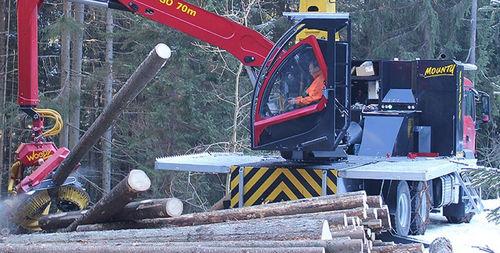 Cosechadora forestal con neumáticos - Mounty 3000 series   - Konrad Forsttechnik - grúa aérea
