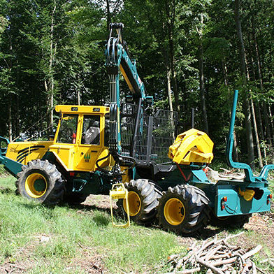Cosechadora forestal con neumáticos - HSM 805F KOMBI  - HSM - Hohenloher Spezial-Maschinenbau GmbH & Co. K - autocargador forestal