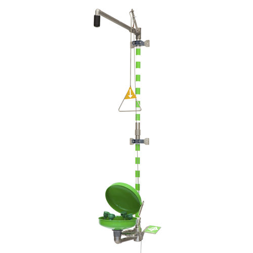 Ducha de seguridad de pared - 797 6172 - GIA Premix AB - con lavaojos y lavacara / de plástico / de acero inoxidable