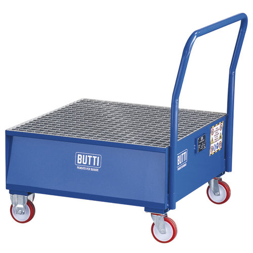 Cubeta de retención de 1 bidón - 821ER - BUTTI - de acero / con rejilla galvanizada / móvil