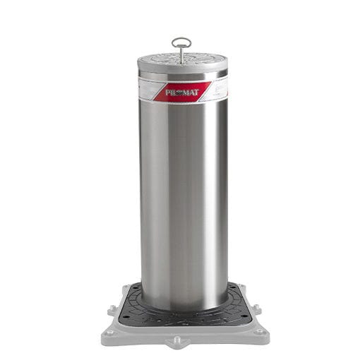 Bolardo retráctil semiautomático - 220/P 600SA - PILOMAT - neumático / para áreas peatonales / de acero inoxidable