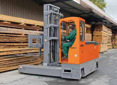 Carretilla elevadora lateral eléctrica - 2130 - HUBTEX - con operador sentado / de manipulación / para pasillos estrechos