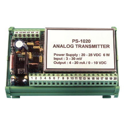 Transmisor de peso analógico - PS-1020 - Vishay Nobel Transducers - montado sobre carril DIN