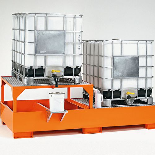 Cubeta de retención para cubitainer - BS112 2C - VEAB - de 2 bidones / de acero / con rejilla galvanizada