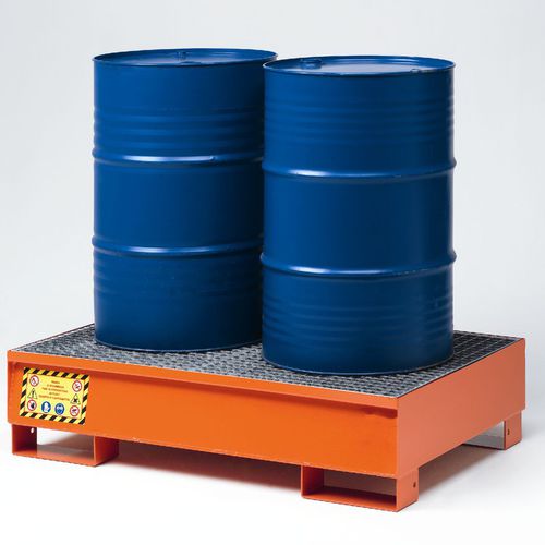 Cubeta de retención de 2 bidones - BS112 2F - VEAB - de acero pintado / con rejilla galvanizada