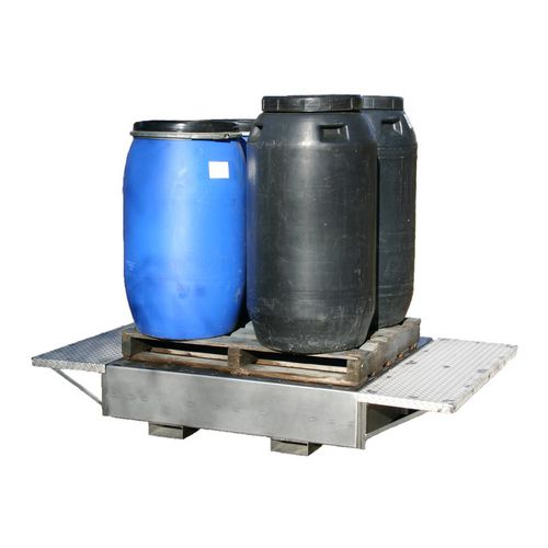 Cubeta de retención de 4 bidones - BS112 4F INOX - VEAB - de acero inoxidable / rígida