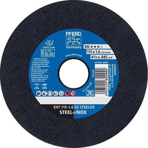 Disco tronzador para chapas - EHT 115-1,6 SG - PFERD - para acero inoxidable / de óxido de aluminio / fino