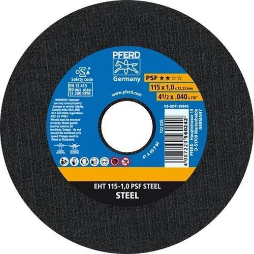 Disco tronzador de metal - EHT 115-1,0 PSF - PFERD - para acero / de acero / fino