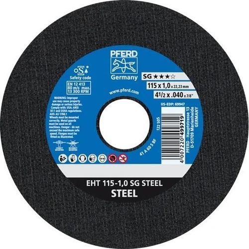 Disco tronzador para acero - EHT 115-1,0 SG - PFERD - fino / para amoladora angular / para máquinas portátiles