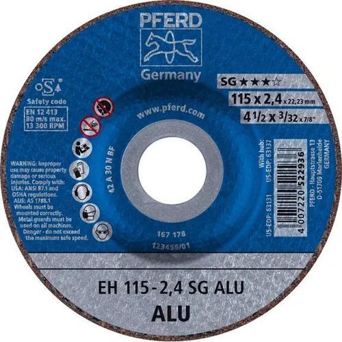 Disco tronzador para chapas - EH 115-2,4 SG - PFERD - para aluminio / de metales no ferrosos / fino