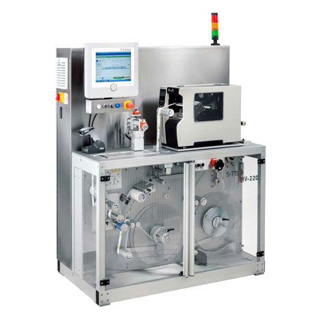 Sistema de marcado y comprobación para la industria farmacéutica - MV-220 - Laetus - automático / para etiquetas / de impresión