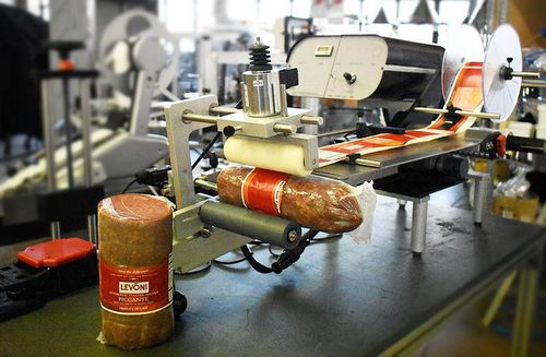 Máquina de etiquetado semiautomática - D200T - PMR System Group - para salami / para la industria alimentaria y de la bebida