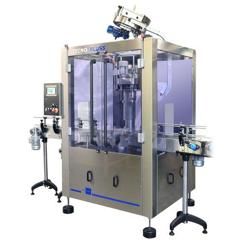 Tapadora-enroscadora rotativa - MTR 6 &ndash; T6 &ndash; VP - SEVEN FLUSS S.r.l. - controlada por PLC / para la industria alimentaria / para la industria química