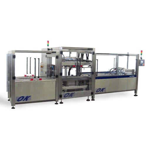 Formadora de cajas con inserción de bolsas - Superliner CL225 - OK International - automática / cinta adhesiva / con gran cadencia de trabajo