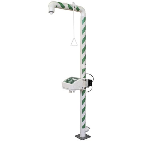 Ducha de seguridad de pie - MB 250/50 - Matcon B.V. - con lavaojos y lavacara / de exterior / de acero inoxidable