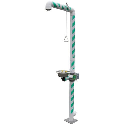 Ducha de seguridad de pie - MB 250/30 series - Matcon B.V. - de plástico / con lavaojos y lavacara / de exterior