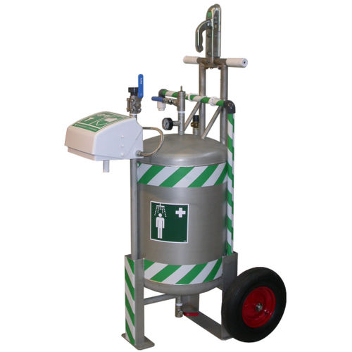 Ducha de seguridad móvil - MB 28 series - Matcon B.V. - con lavaojos y lavacara / de interior / de acero inoxidable