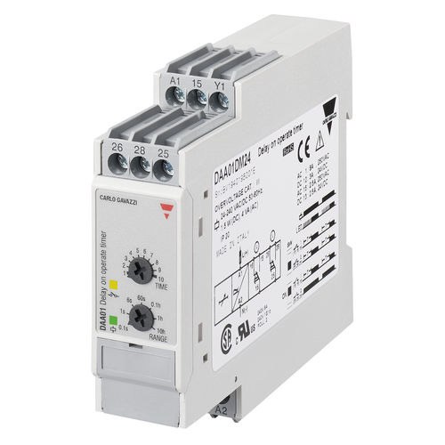 Temporizador electrónico - DAA01CM24 - CARLO GAVAZZI - con retardo de atracción / en riel DIN / para carcasa