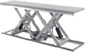 Mesa elevadora de tijera - ADE-WERK - de tijera larga / hidráulica / estacionaria