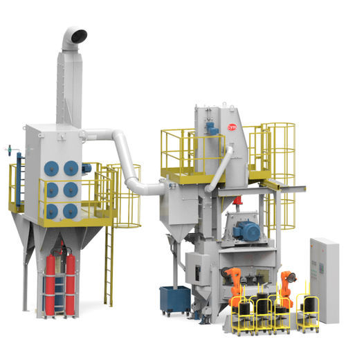 Máquina de shot peening con mesa giratoria - Cym Materiales - de turbina / para metal / con carga