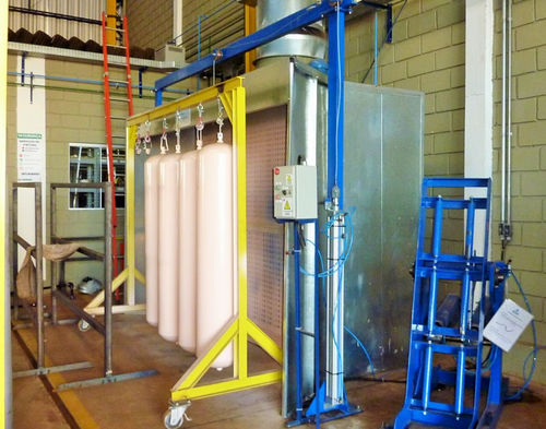 Banco de ensayo de presión - Cym Materiales - controlado por PLC / para botella de GNC / hidráulico