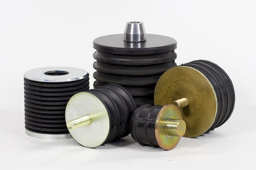 Soporte antivibratorio redondo - Flexibil SRL rubber-metal solutions - de elastómero / para máquina pesada