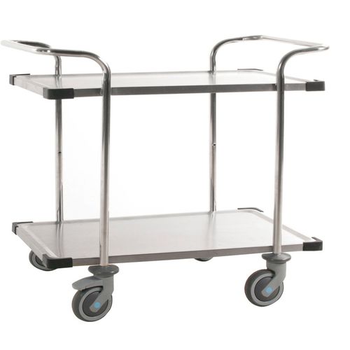 Carro de servicio - AKM 60364-D - Arcawa GmbH - de acero inoxidable / 2 niveles / con ruedas giratorias