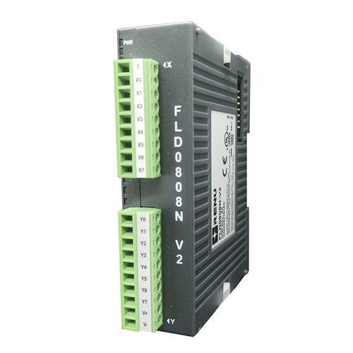 Módulo de extensión digital - FLD-0808N-V2 - Renu Electronics GmbH - 8 entradas digitales / 8 salidas digitales NPN / en riel DIN