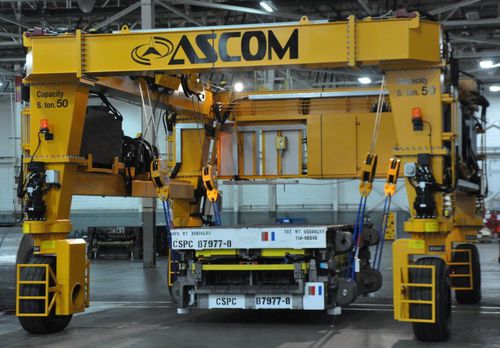 Pórtico con neumáticos - RTG - Ascom SpA - para obra de elementos prefabricados / aéreo / con altura regulable